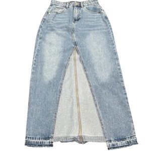 White Fox Boutique High Slit Denim Skirt